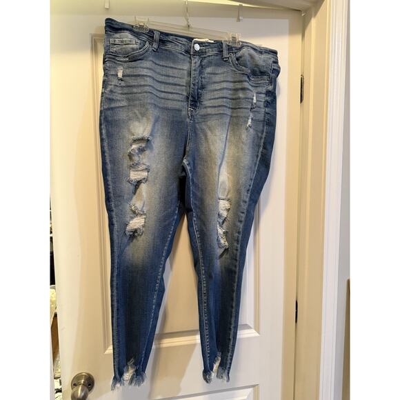 BKE Parker Jeans Women’s 38 High Rise Ankle Skinny Distressed Frayed Hem - Picture 1 of 9